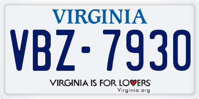 VA license plate VBZ7930