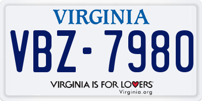 VA license plate VBZ7980