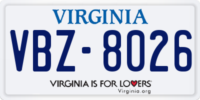 VA license plate VBZ8026