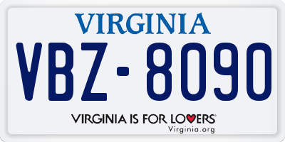 VA license plate VBZ8090