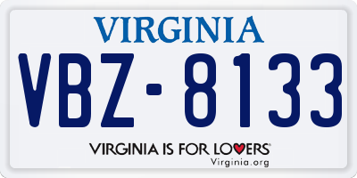 VA license plate VBZ8133