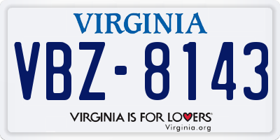 VA license plate VBZ8143