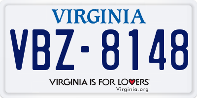 VA license plate VBZ8148