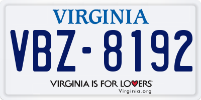 VA license plate VBZ8192