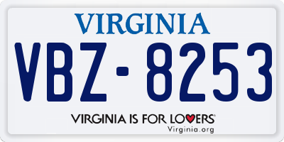 VA license plate VBZ8253