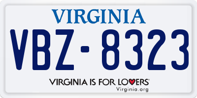 VA license plate VBZ8323