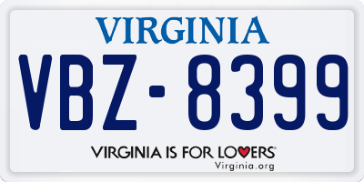 VA license plate VBZ8399