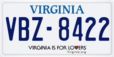VA license plate VBZ8422