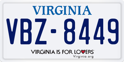 VA license plate VBZ8449