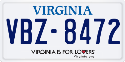 VA license plate VBZ8472