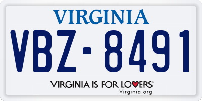 VA license plate VBZ8491
