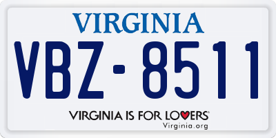 VA license plate VBZ8511