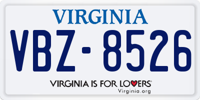 VA license plate VBZ8526