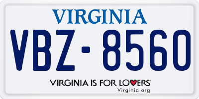VA license plate VBZ8560