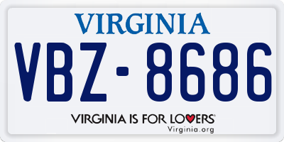 VA license plate VBZ8686