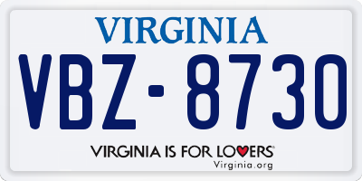 VA license plate VBZ8730