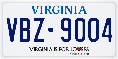 VA license plate VBZ9004