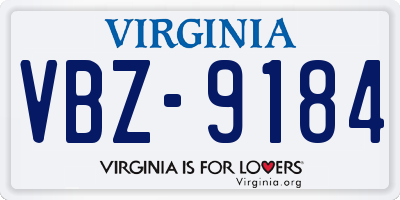 VA license plate VBZ9184