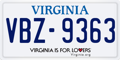 VA license plate VBZ9363
