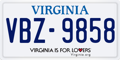 VA license plate VBZ9858