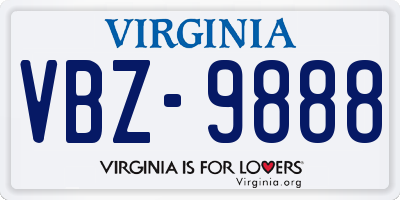 VA license plate VBZ9888