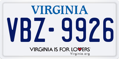 VA license plate VBZ9926