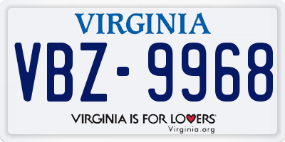 VA license plate VBZ9968