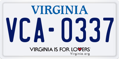 VA license plate VCA0337