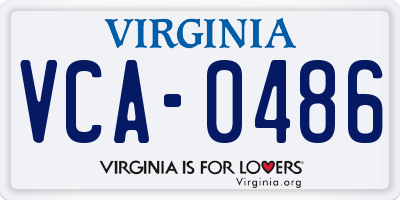 VA license plate VCA0486