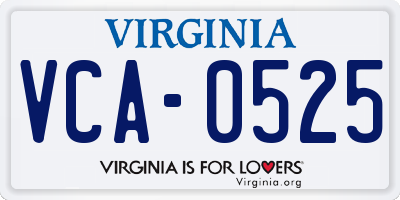 VA license plate VCA0525