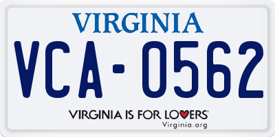 VA license plate VCA0562