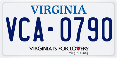 VA license plate VCA0790
