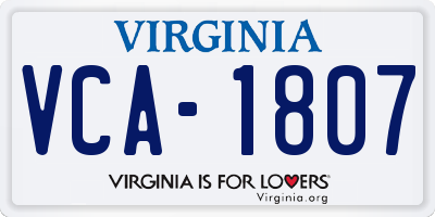 VA license plate VCA1807