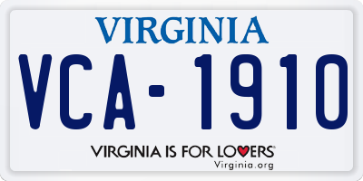 VA license plate VCA1910