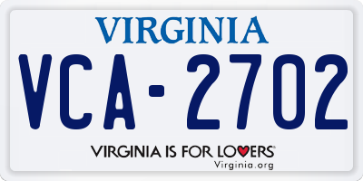 VA license plate VCA2702