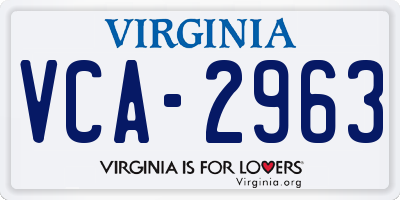 VA license plate VCA2963