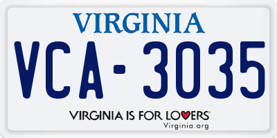 VA license plate VCA3035