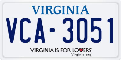 VA license plate VCA3051