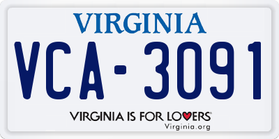 VA license plate VCA3091
