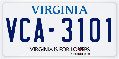 VA license plate VCA3101