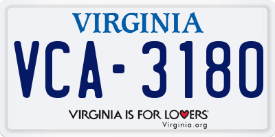 VA license plate VCA3180