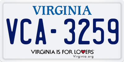 VA license plate VCA3259