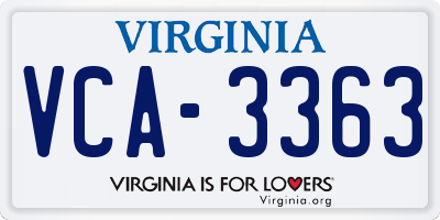 VA license plate VCA3363