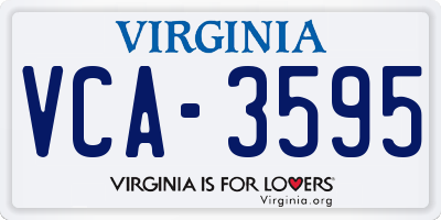 VA license plate VCA3595