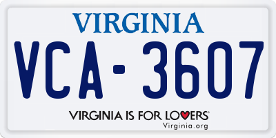 VA license plate VCA3607