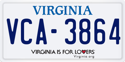 VA license plate VCA3864
