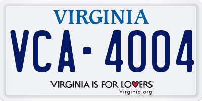 VA license plate VCA4004