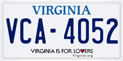 VA license plate VCA4052
