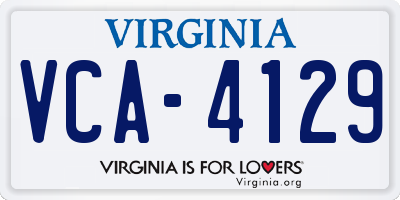 VA license plate VCA4129