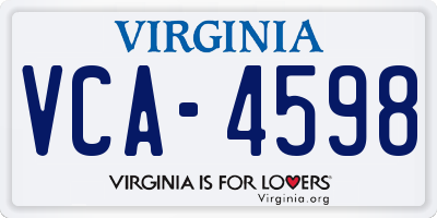 VA license plate VCA4598